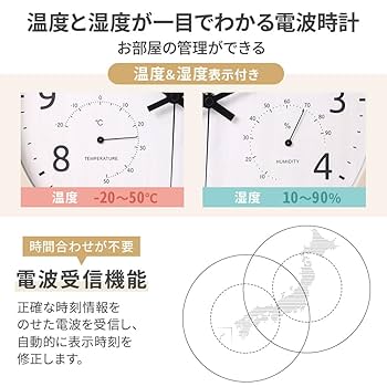 Amazon.co.jp: life_mart 電波時計 壁掛け 【 温度 湿度 夜間